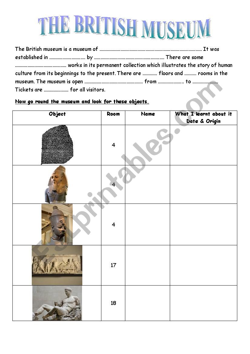 The British Museum worksheet