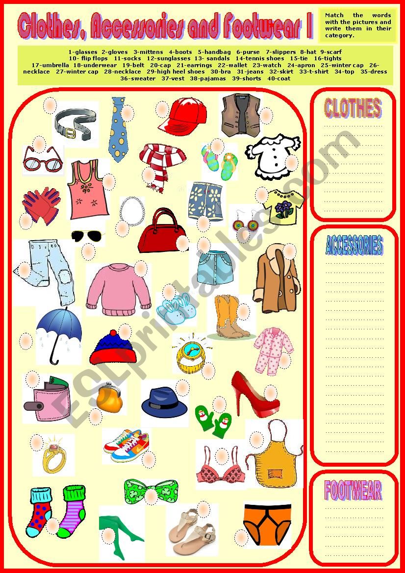 Vocab - Have Fun with Clothes, Accessories and Footwear  1.  