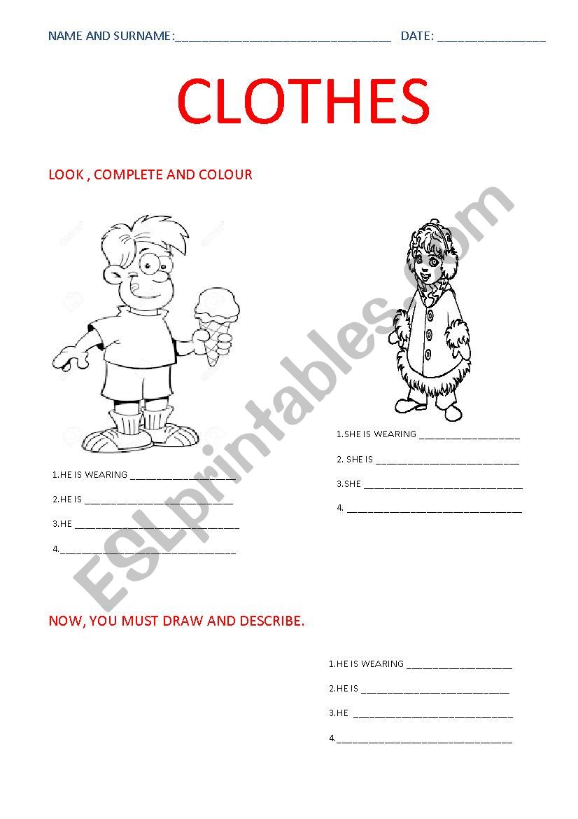 clothes worksheet