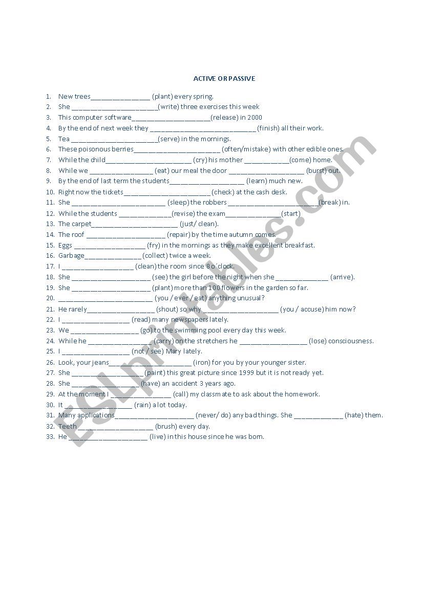 Active or Passive and verb tenses