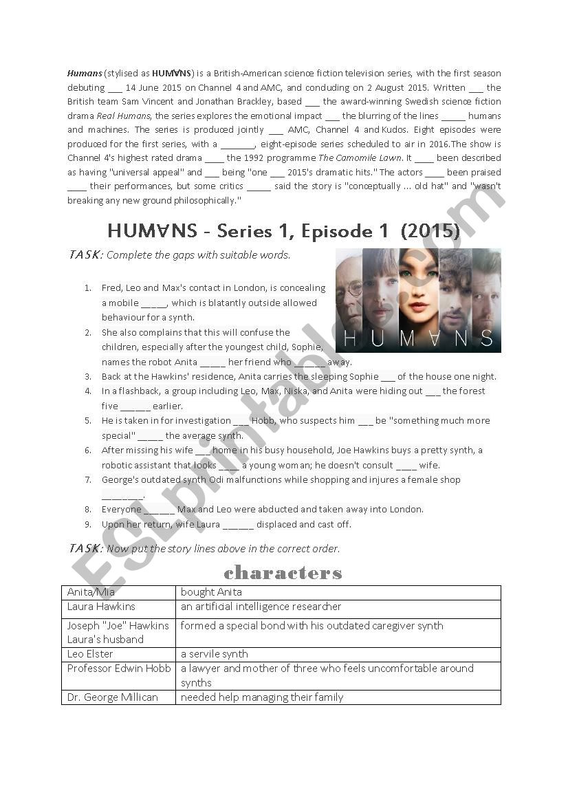 British-American science fiction TV series HUMANS (stylised as HUM∀NS) - Season 1, Episode 1  (2015) 
