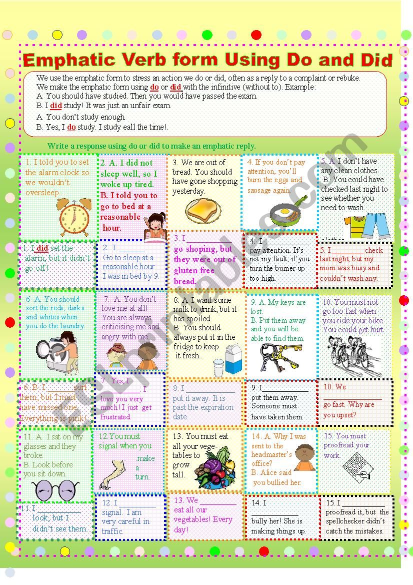 Emphatic Verb form Using Do and Did