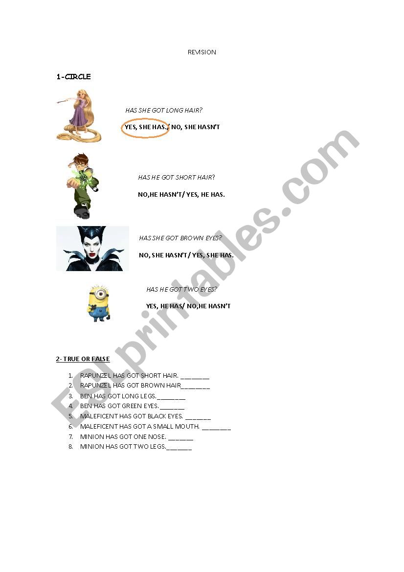 physical appearance worksheet