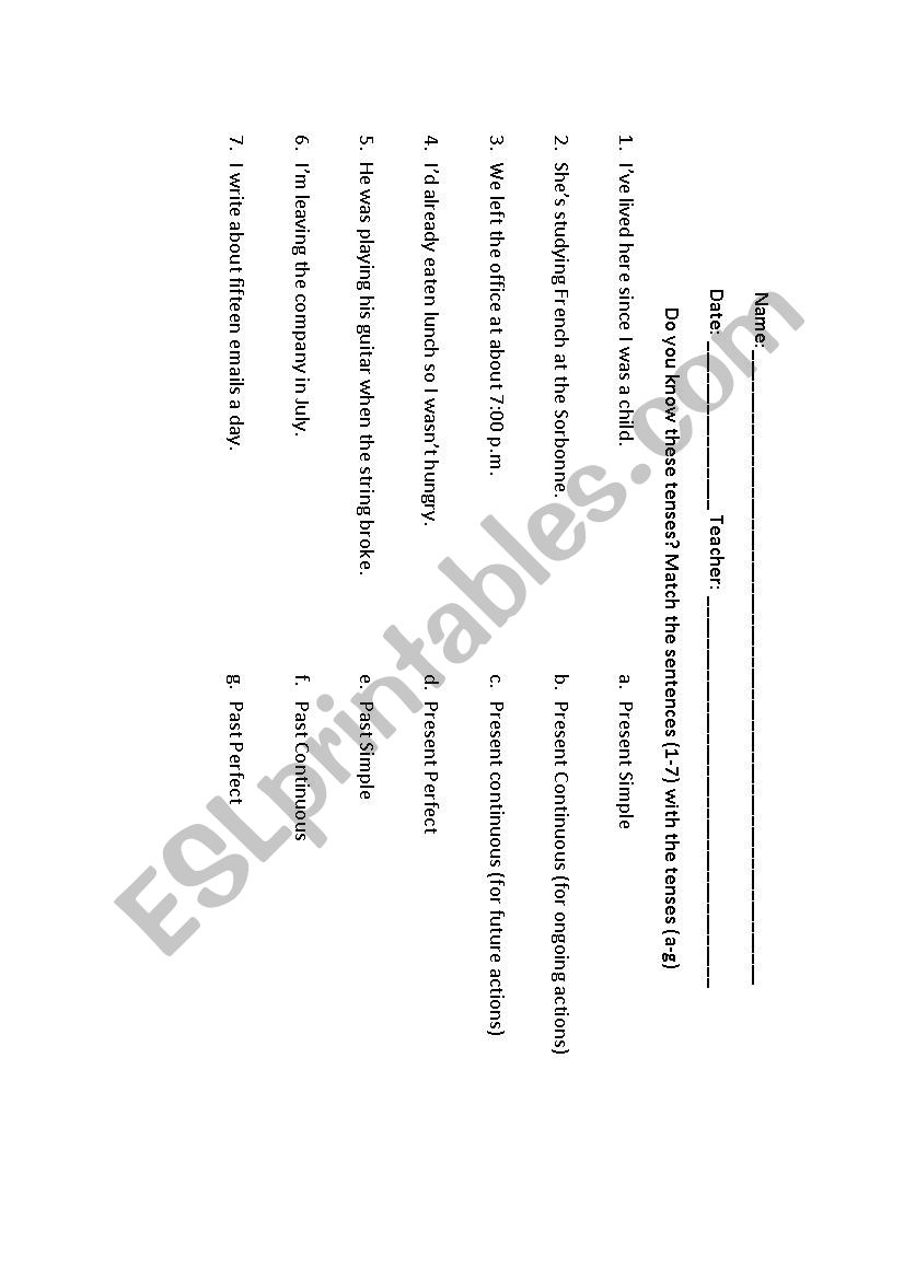 What verb tense is it? worksheet