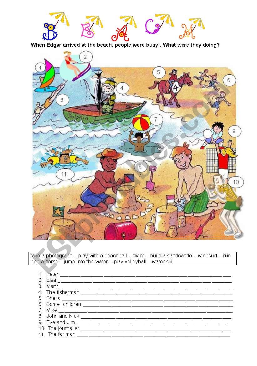 AT THE BEACH worksheet