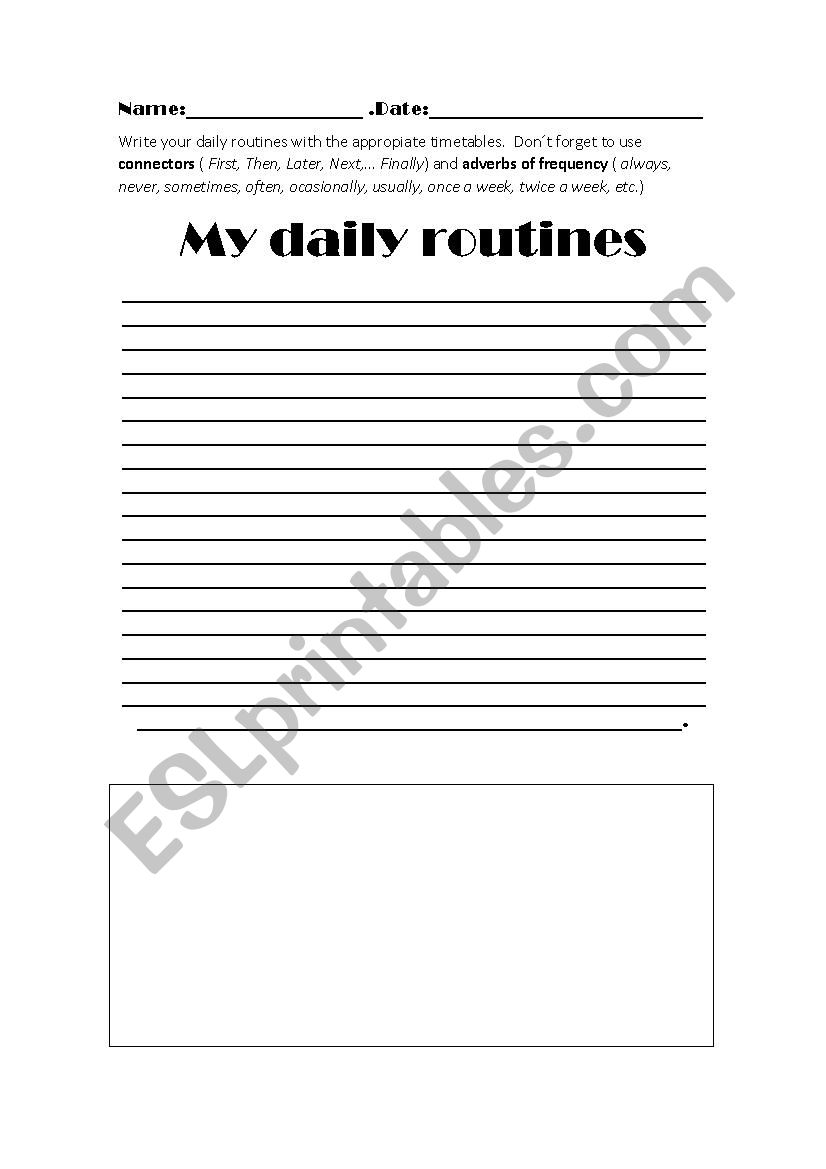 My daily routine worksheet