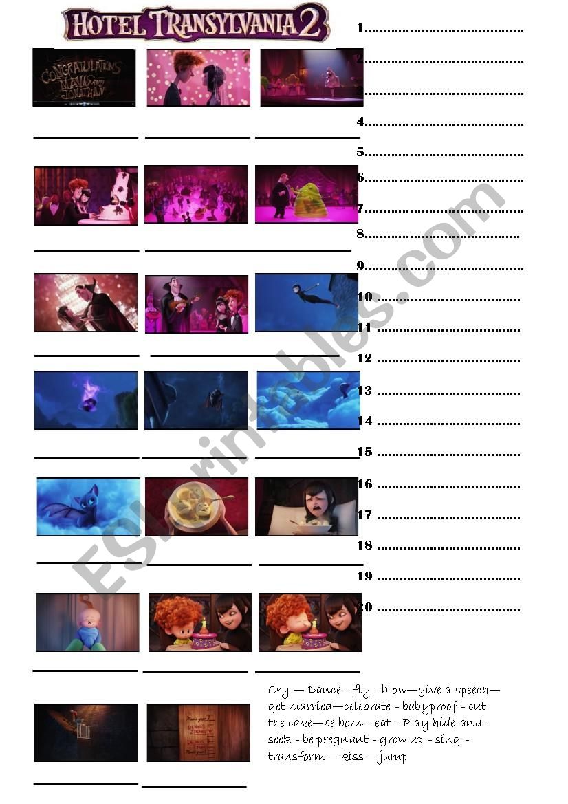 Hotel Transylvania 2 worksheet