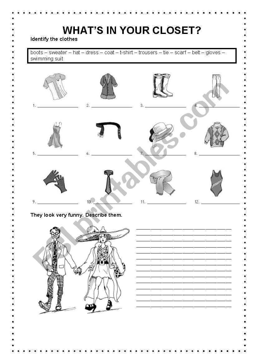 WHATS IN YOUR CLOSET? worksheet