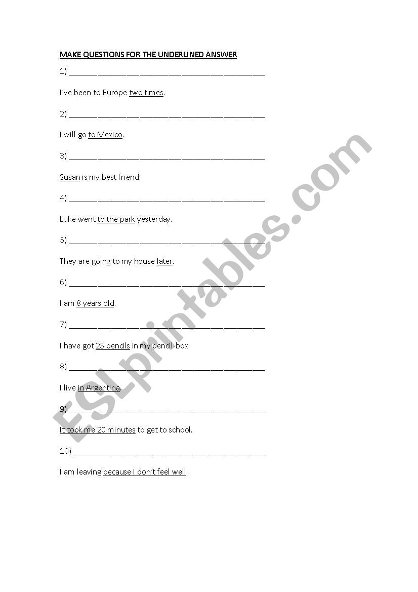 Making question worksheet