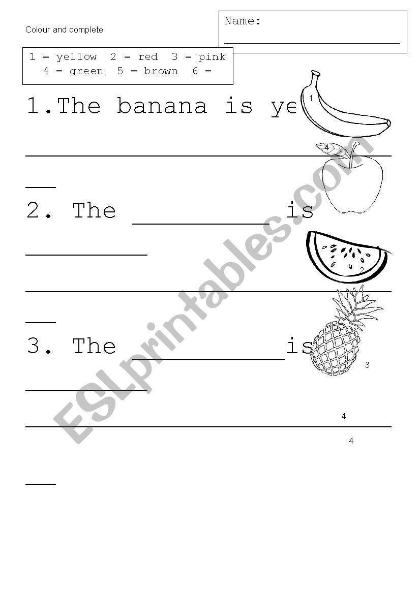 Colour the fruit worksheet