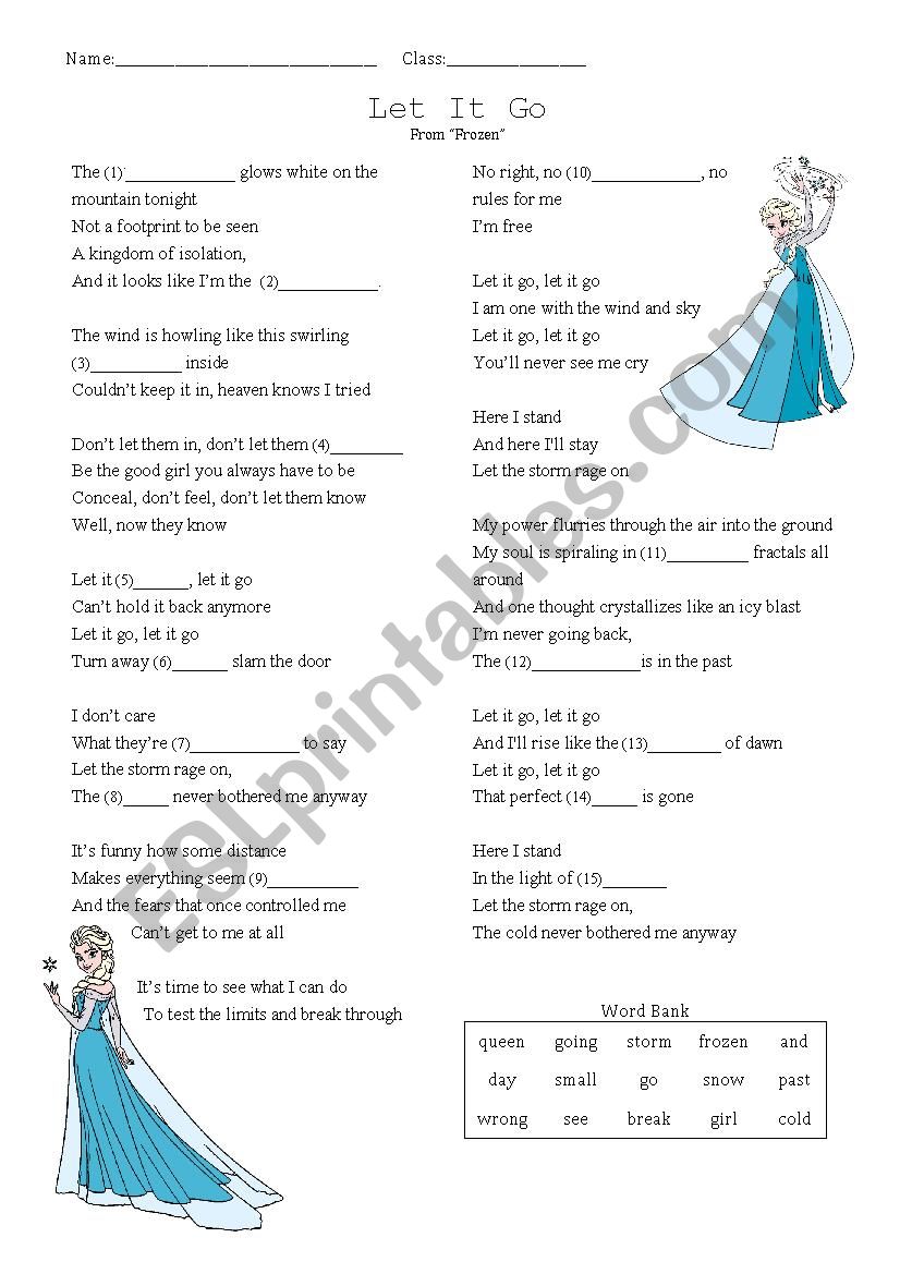 Frozen Music Challenge worksheet