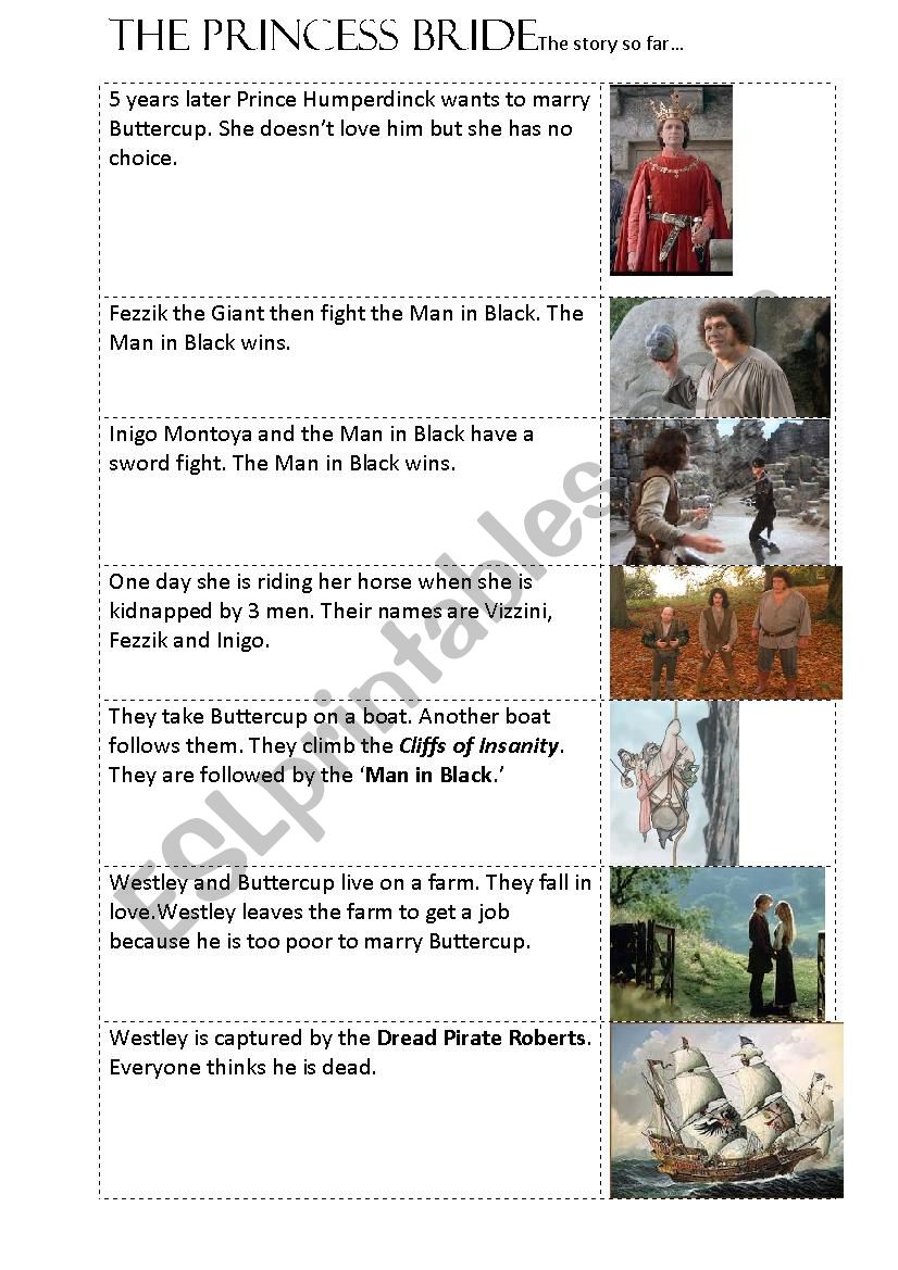 The Princess Bride sequencing worksheet