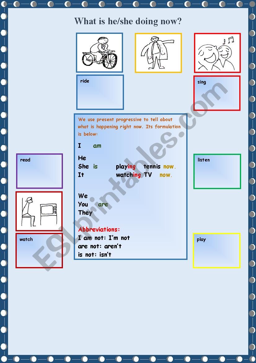 Present Continous Tense Writing & Speaking I