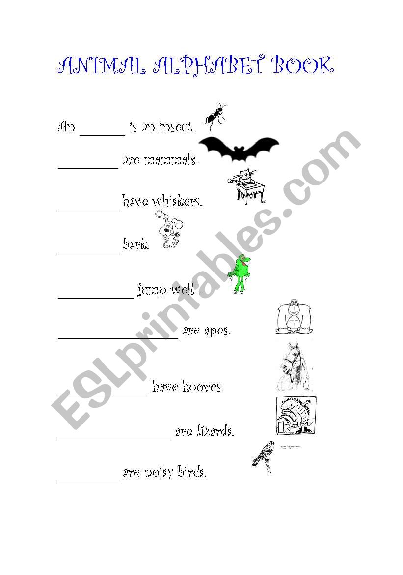 ANIMAL ALPHABET BOOK worksheet