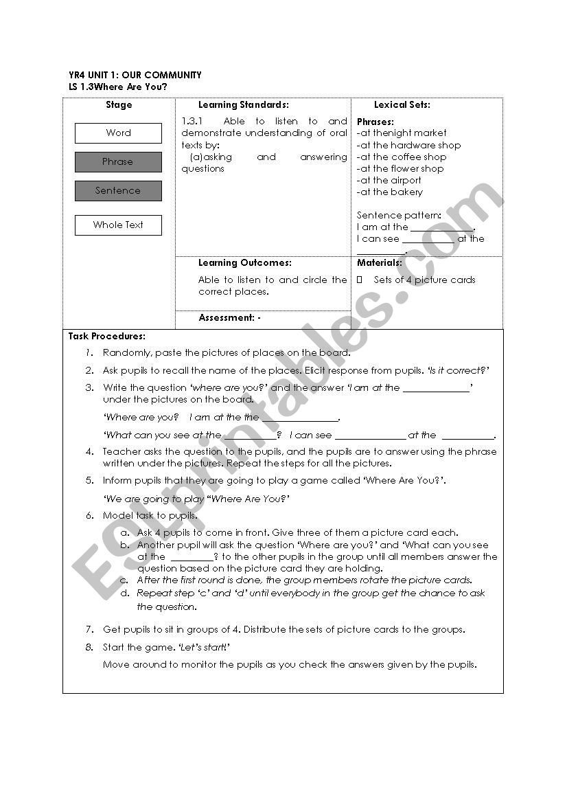 listening and speakina worksheet