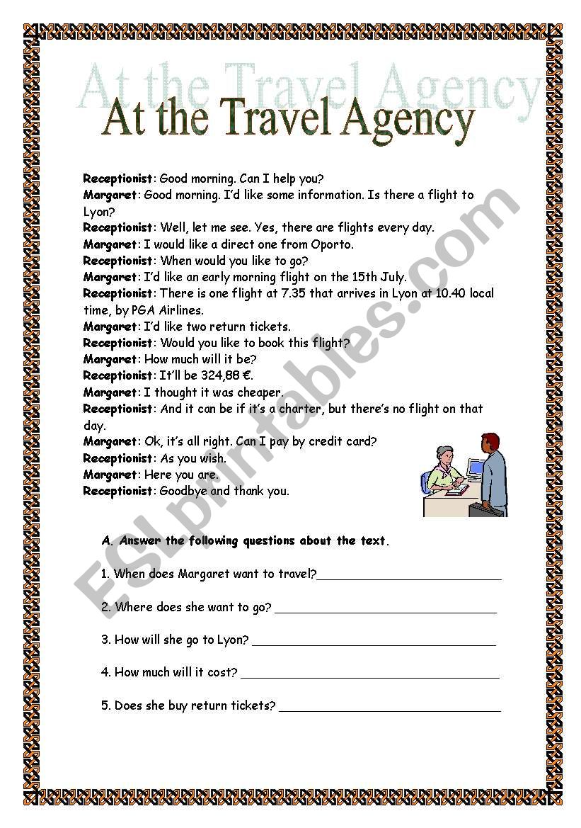 At the travel agency worksheet