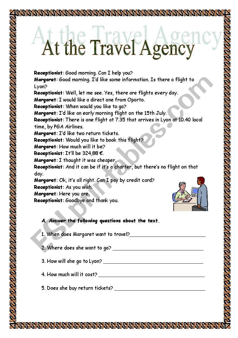 At the travel agency worksheet