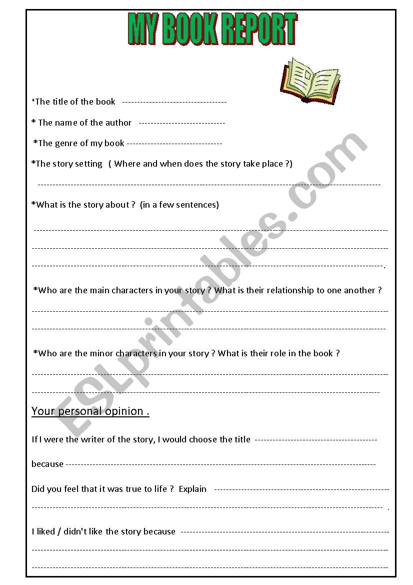 Book Report  worksheet