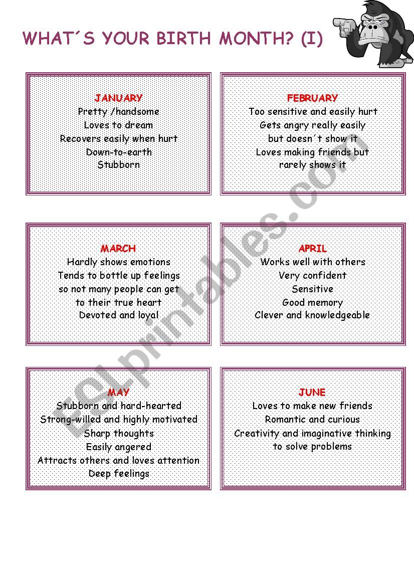 WHAT DOES YOUR BIRTH MONTH SAY ABOUT YOUR PERSONALITY? (I)