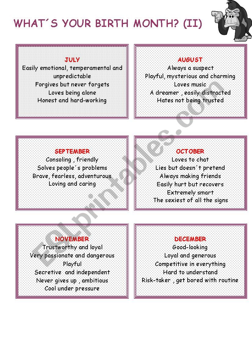 WHAT DOES YOUR BIRTH MONTH SAY ABOUT YOUR PERSONALITY?(II)