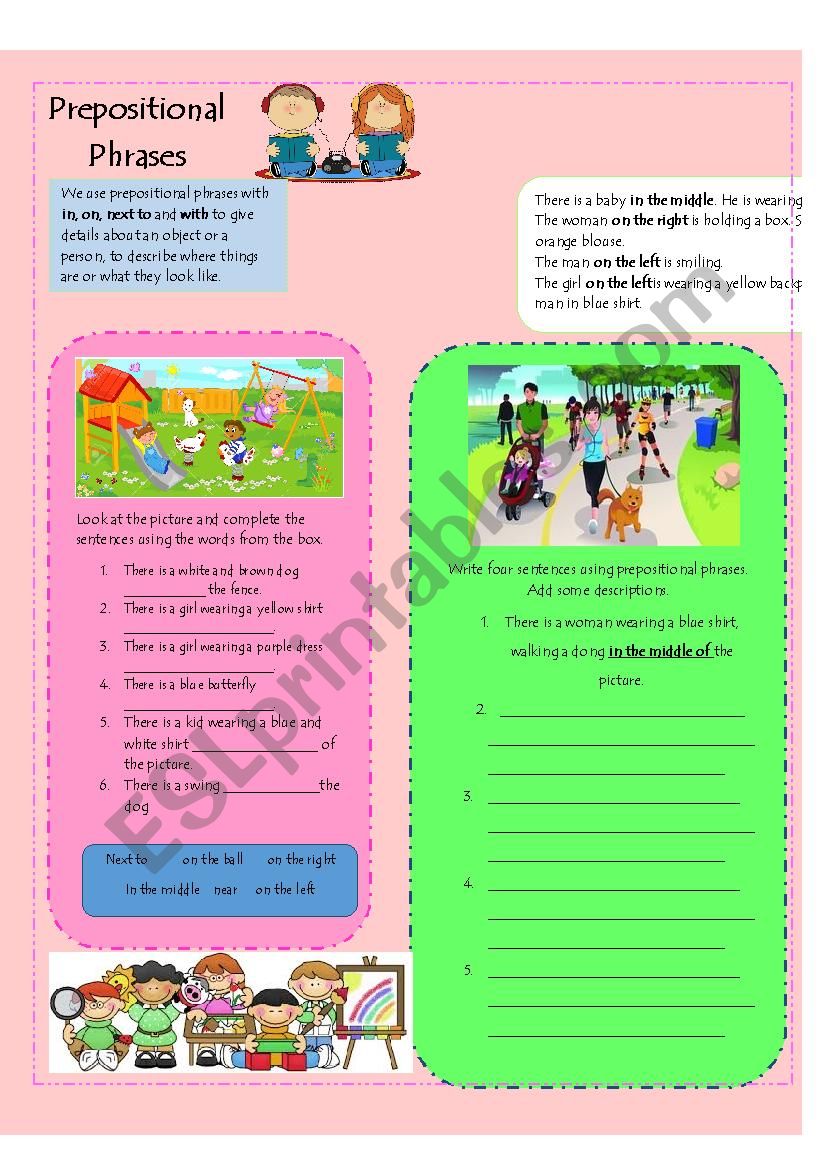 Prepositional Phrases  worksheet