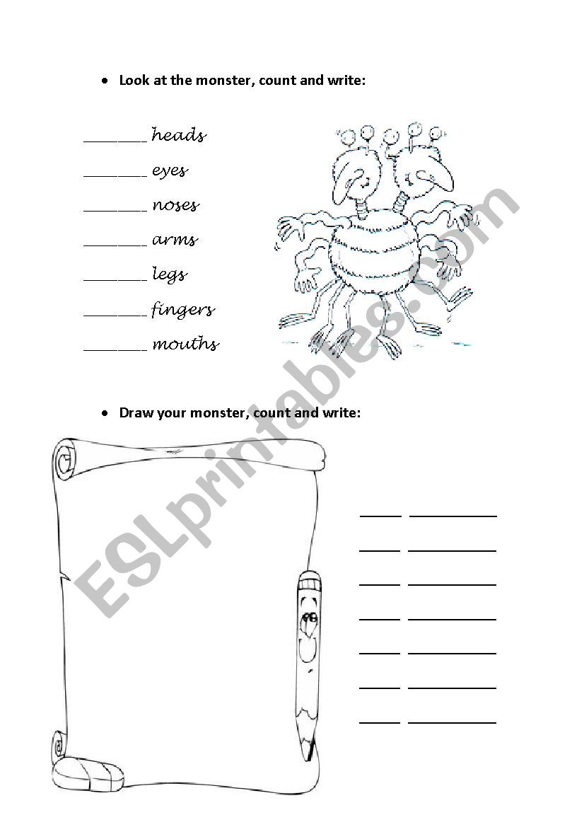 Body parts worksheet