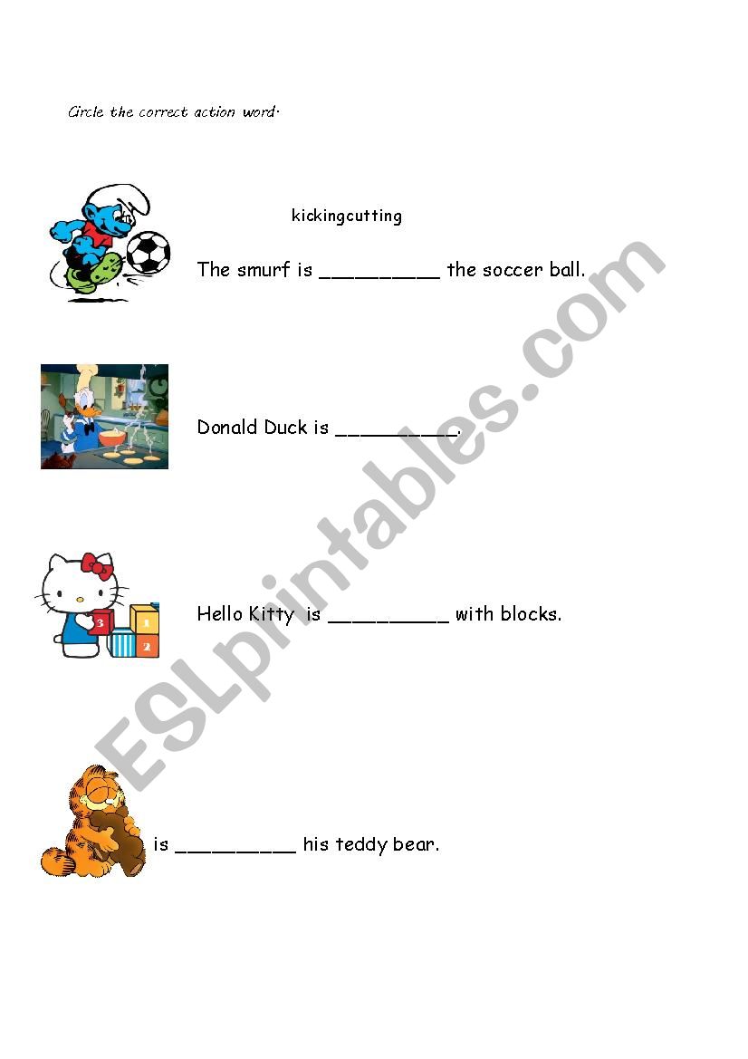 Action words worksheet