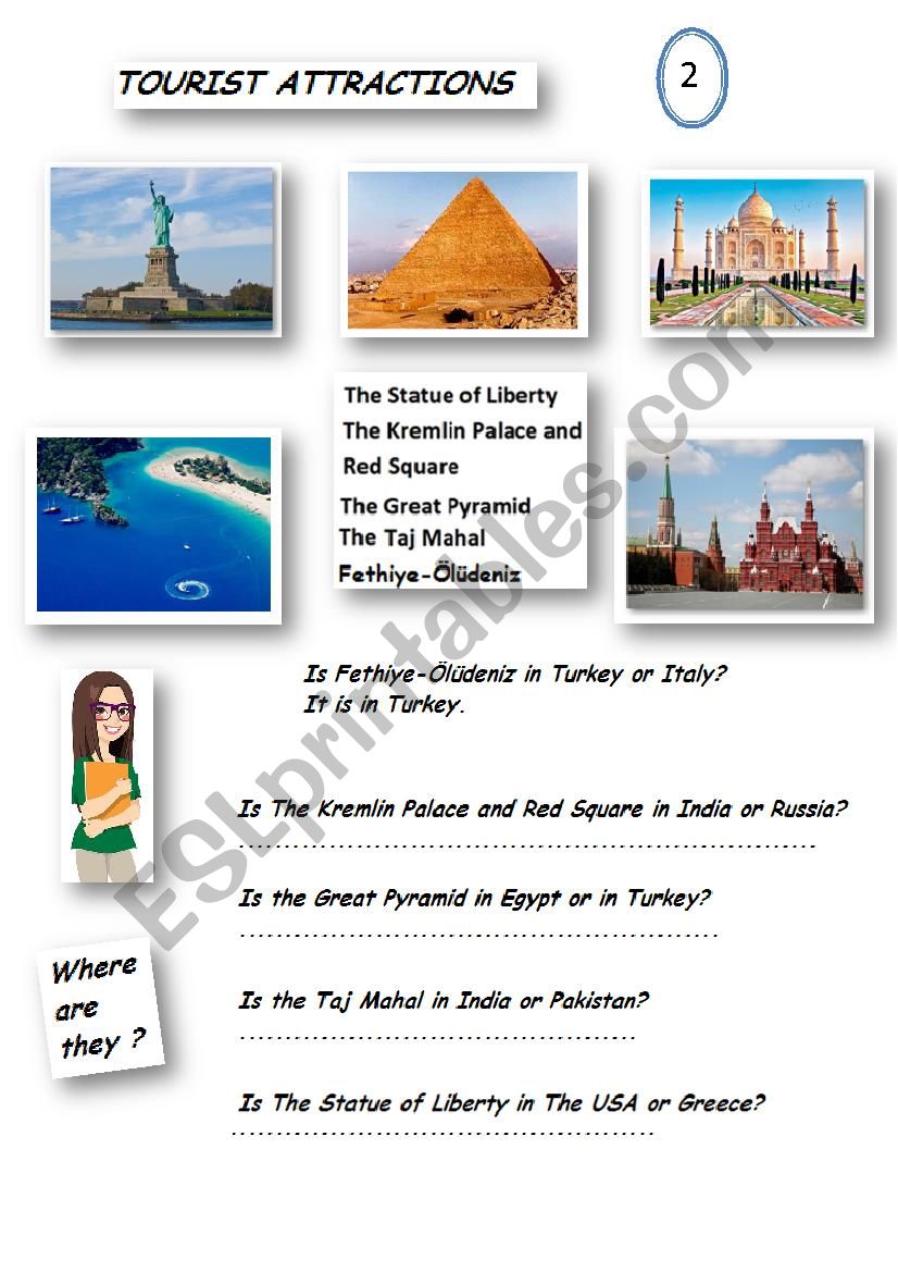 Tourist Attraction worksheet