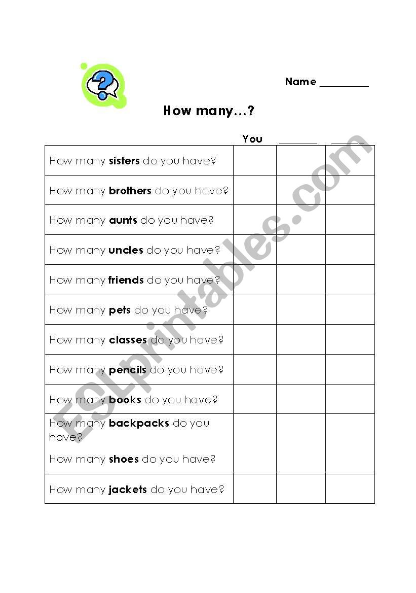 How many? worksheet