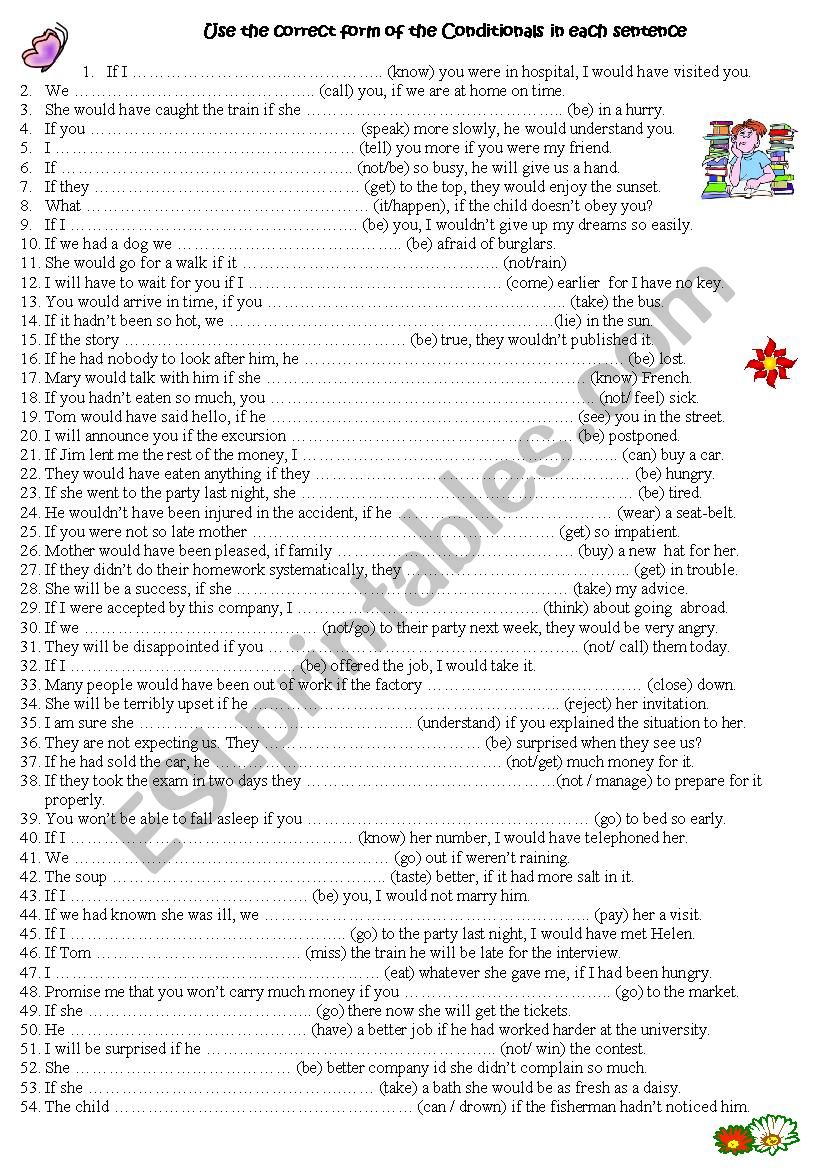 Conditionals sentenses worksheet