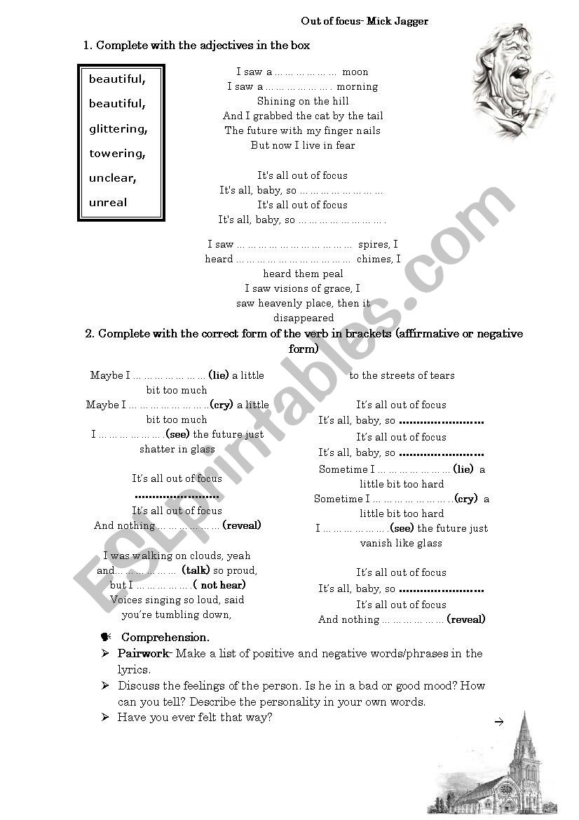 Out of focus - lyrics worksheet