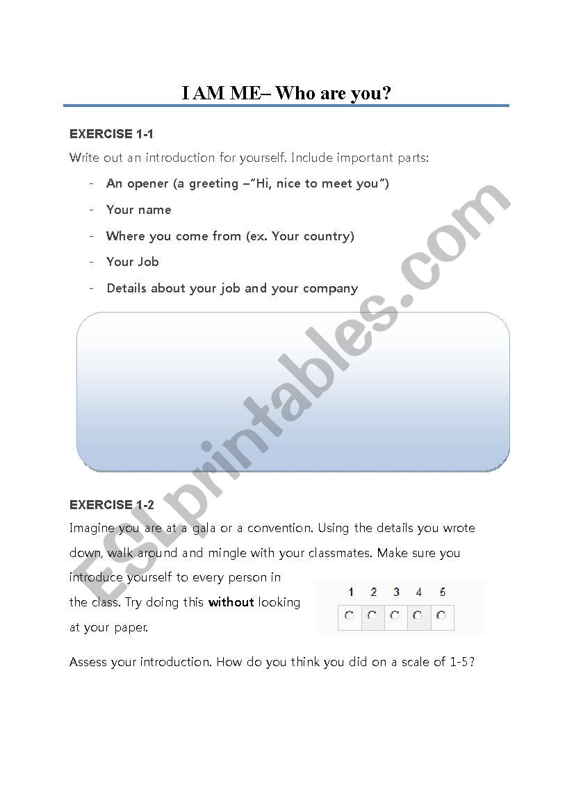 I Am Me Who Are You worksheet