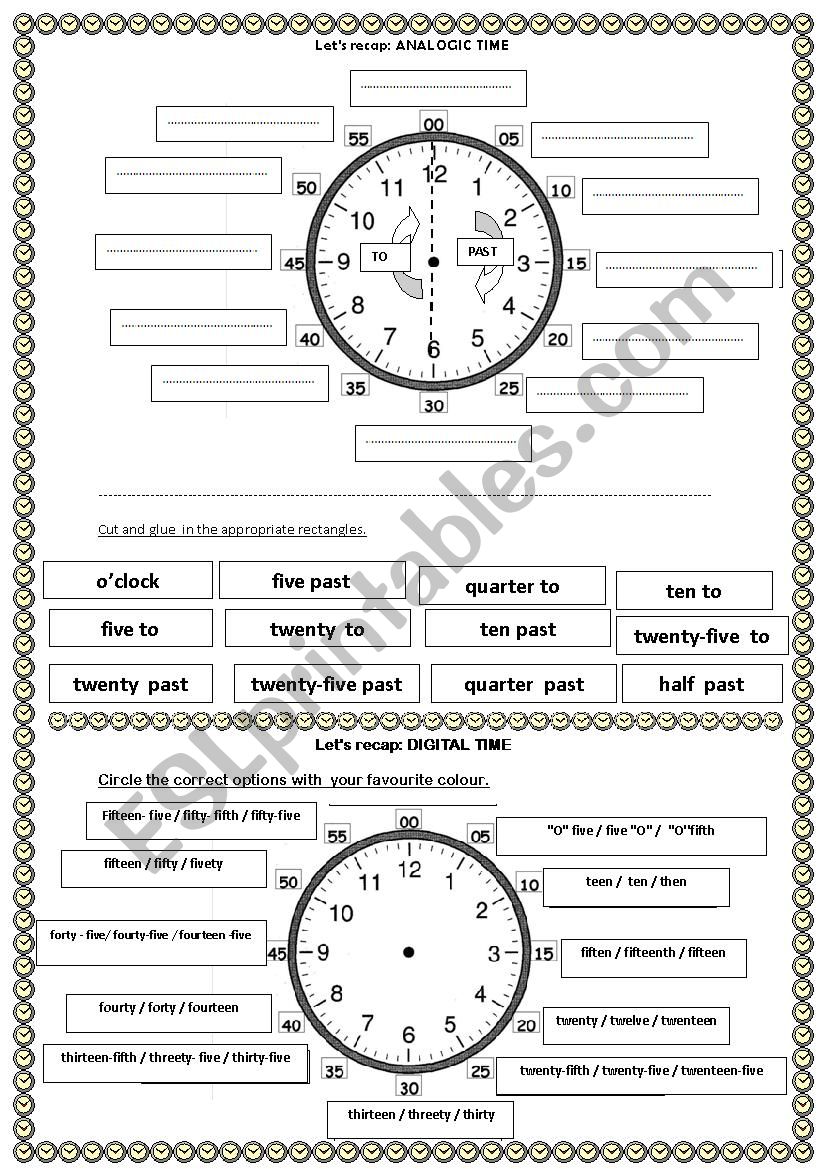 ANALOGIC vs DIGITAL TIME worksheet