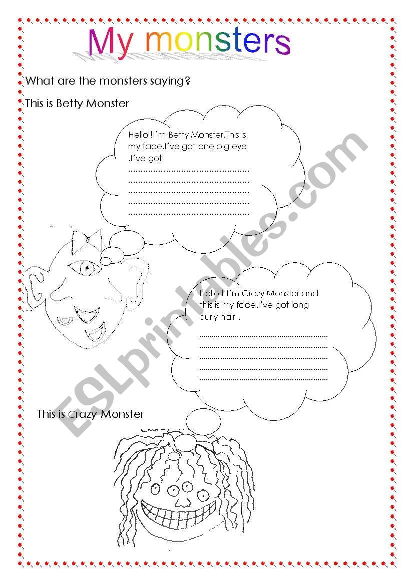 My monsters/have got worksheet