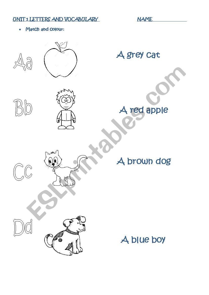 First letters of the alphabet worksheet