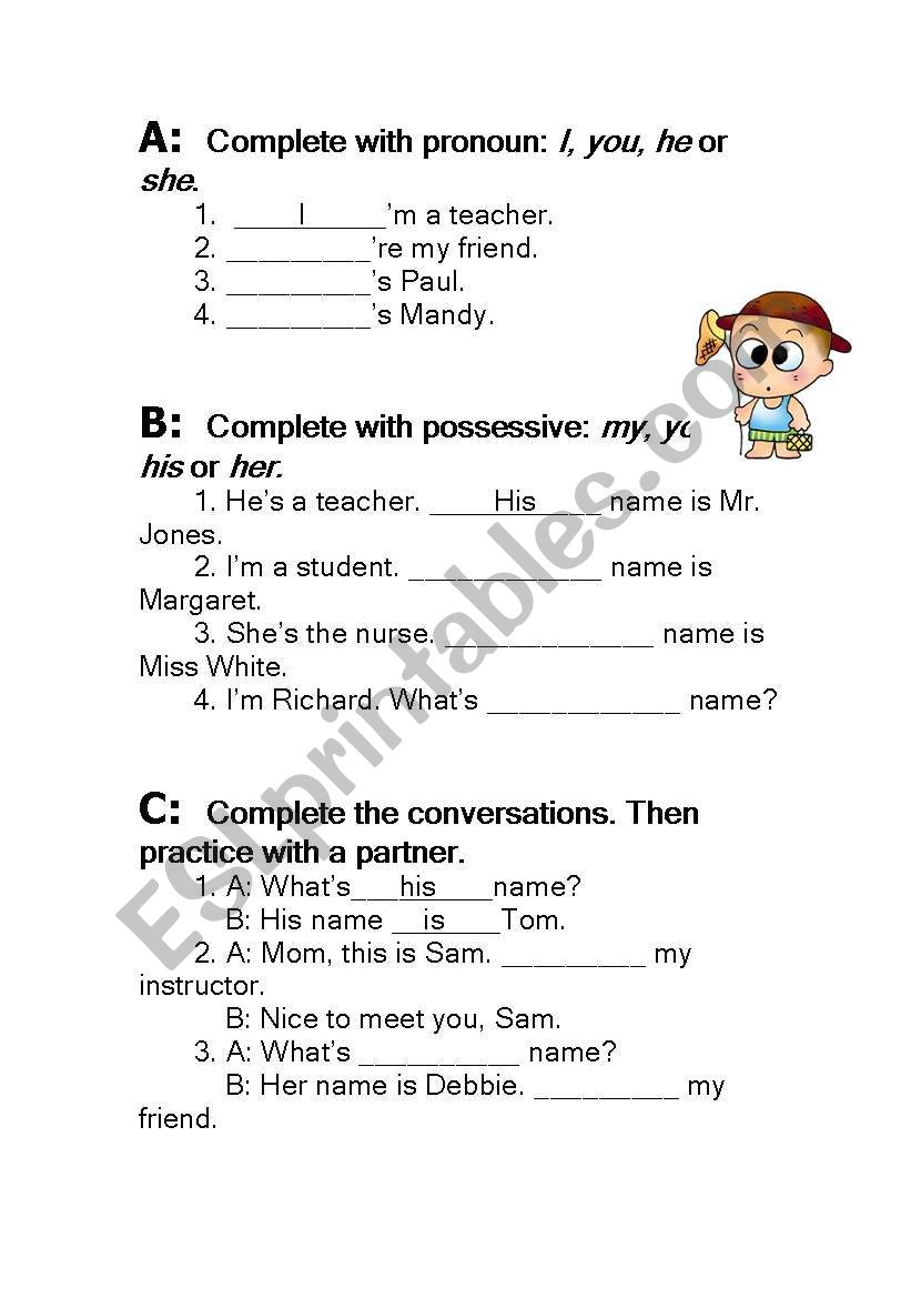 Pronoun worksheet