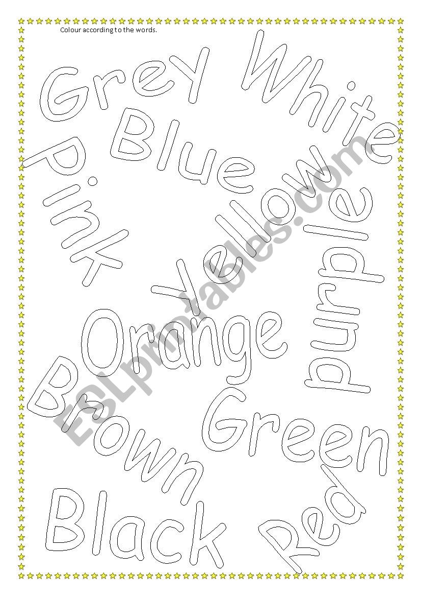Colours dictionary worksheet