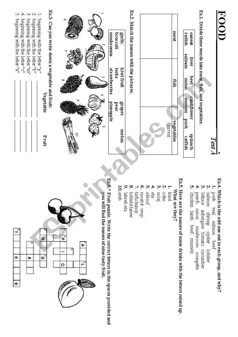 Food worksheet