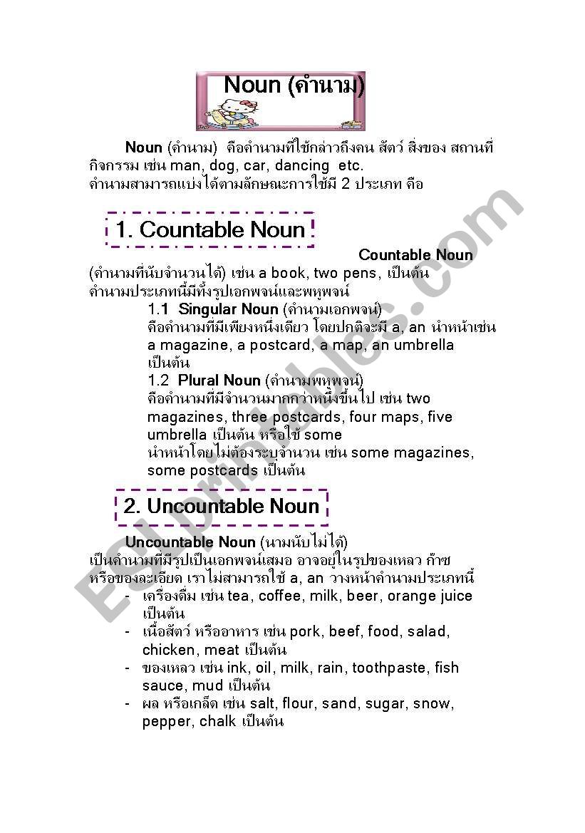 Noun worksheet