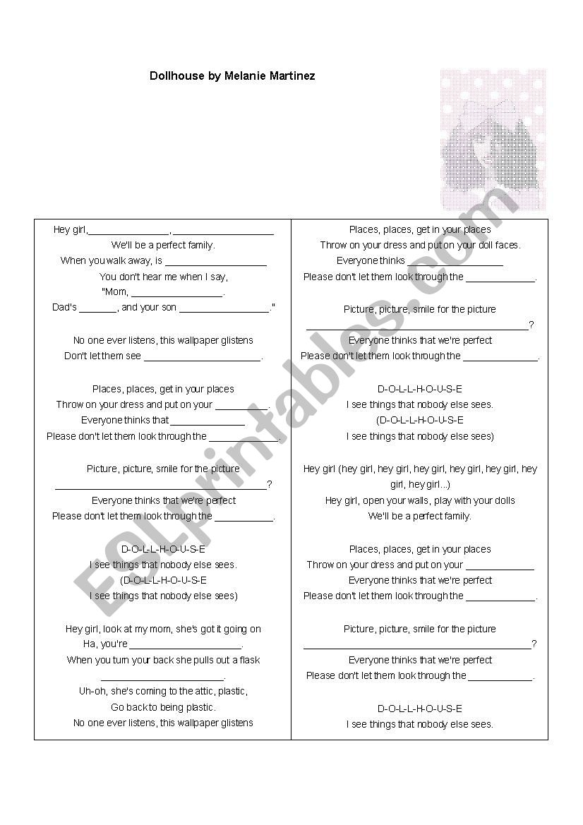 Dollhouse by Melanie Martinez worksheet