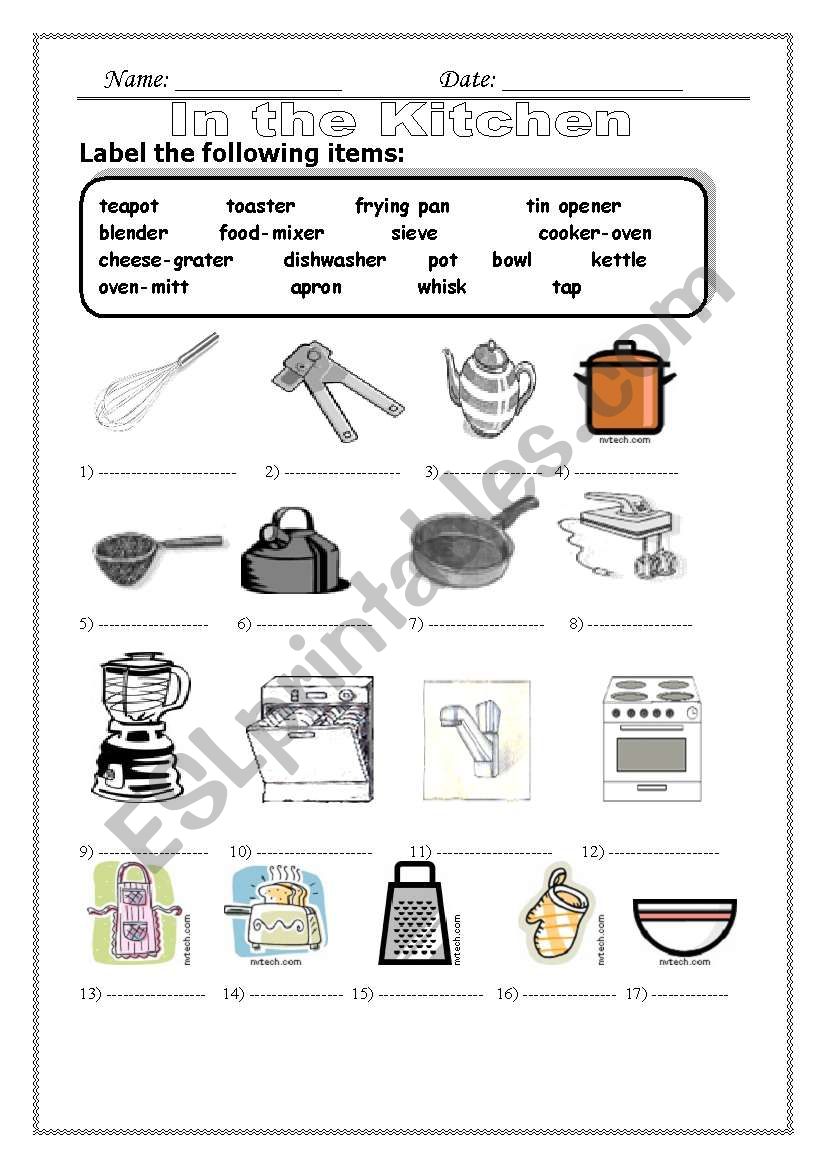 kitchen Things 2 (10.07.09) - ESL worksheet by manuelanunes3