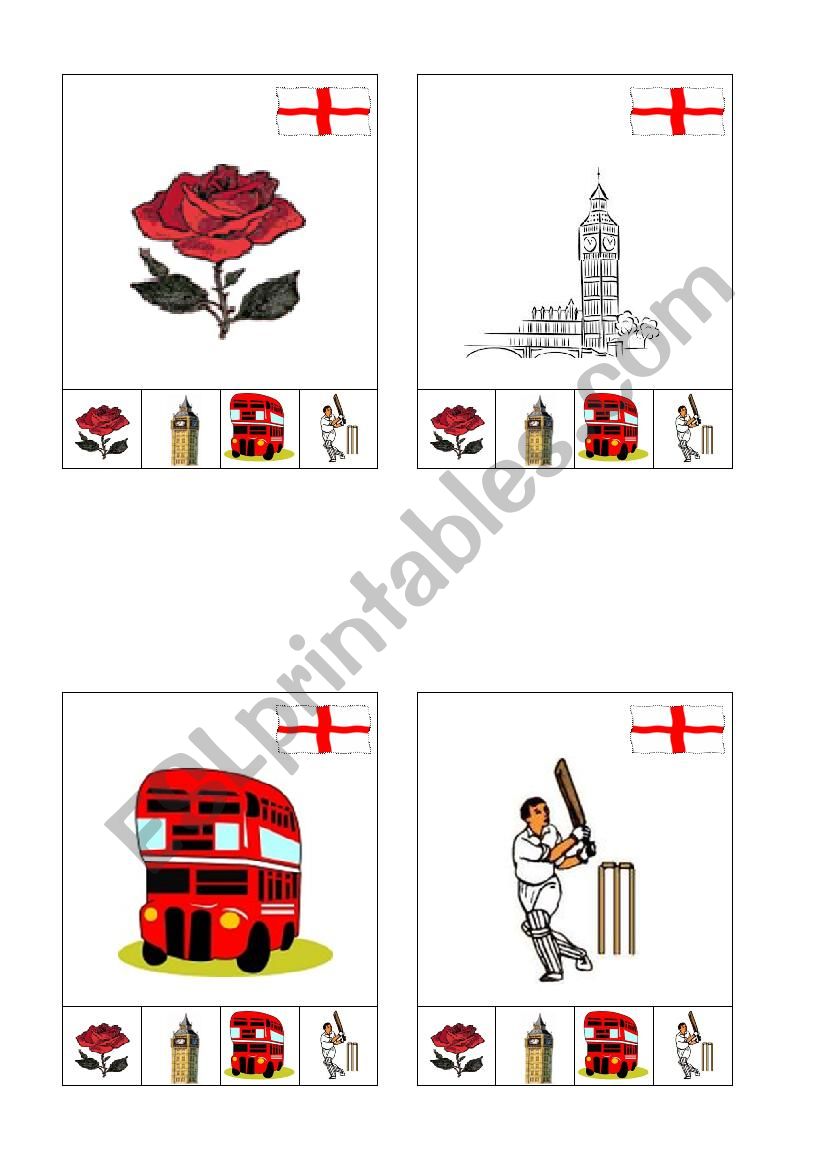 Happy families England card worksheet