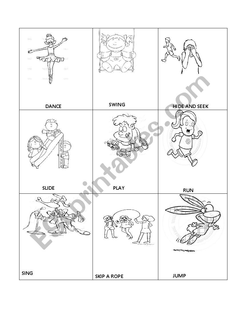 Actions at the playground worksheet