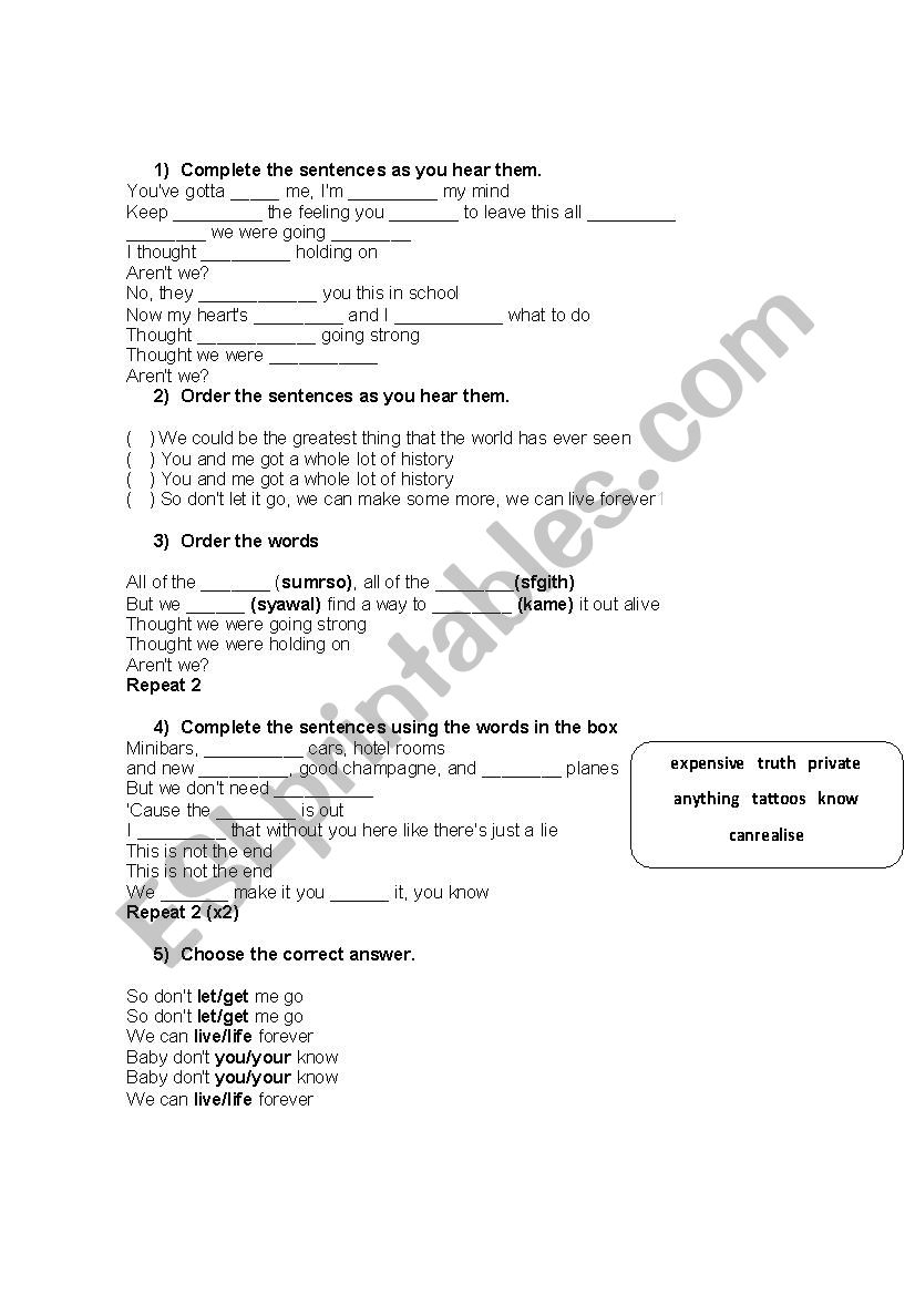 History - One Direction Worksheet