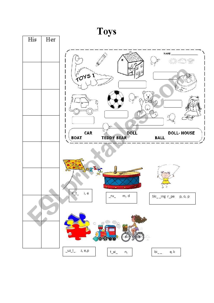Toys- Vocabulary worksheet