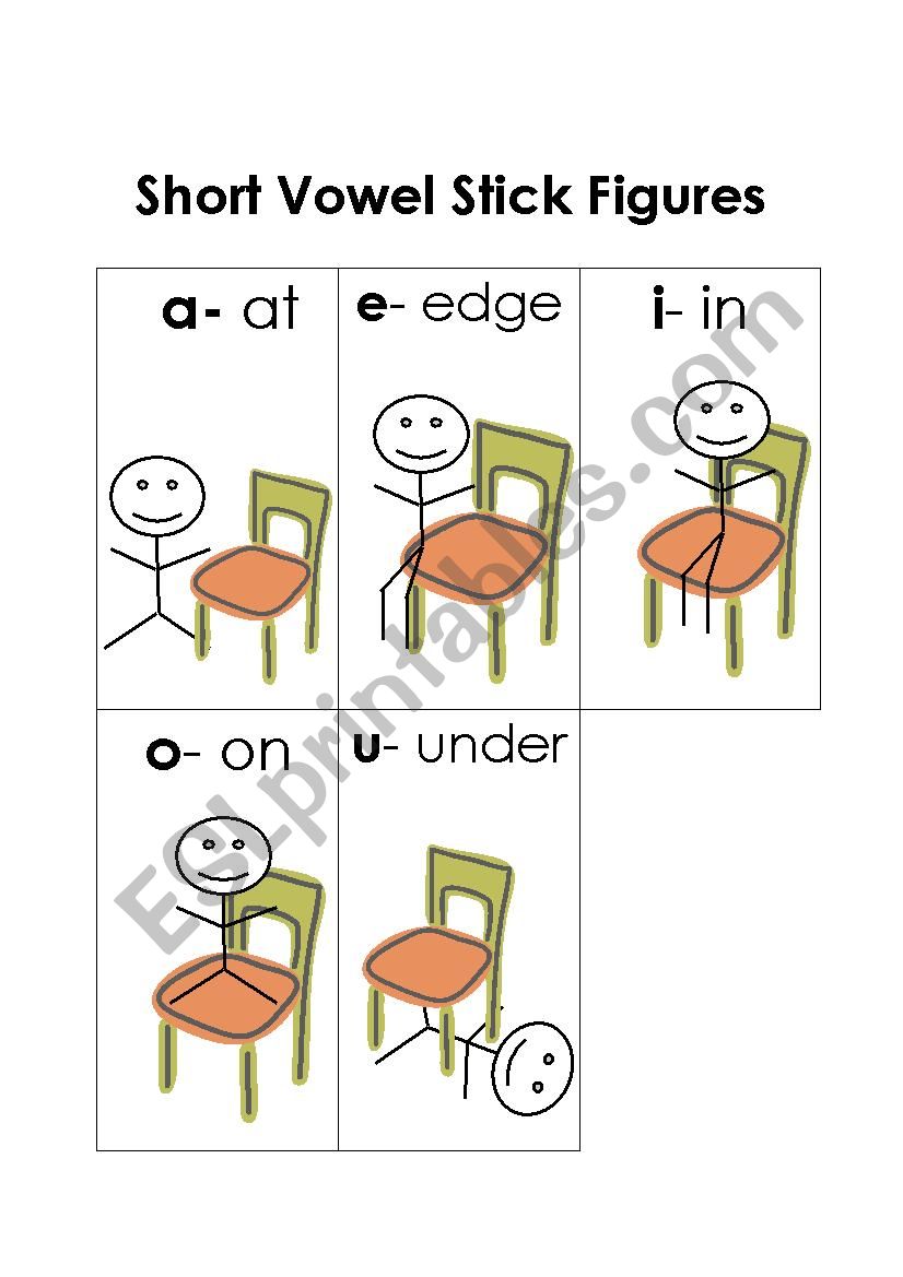 Short vowel stick figures worksheet