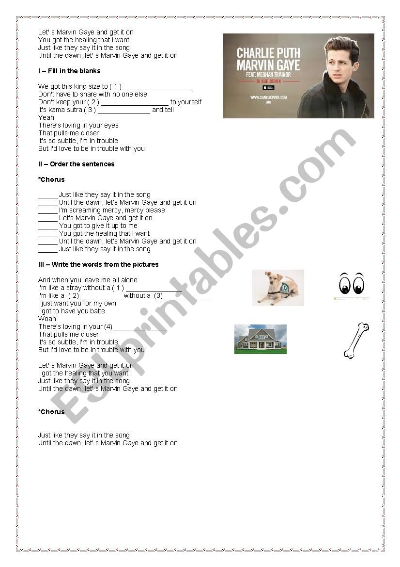 Charlie Puth - Marvin Gaye worksheet