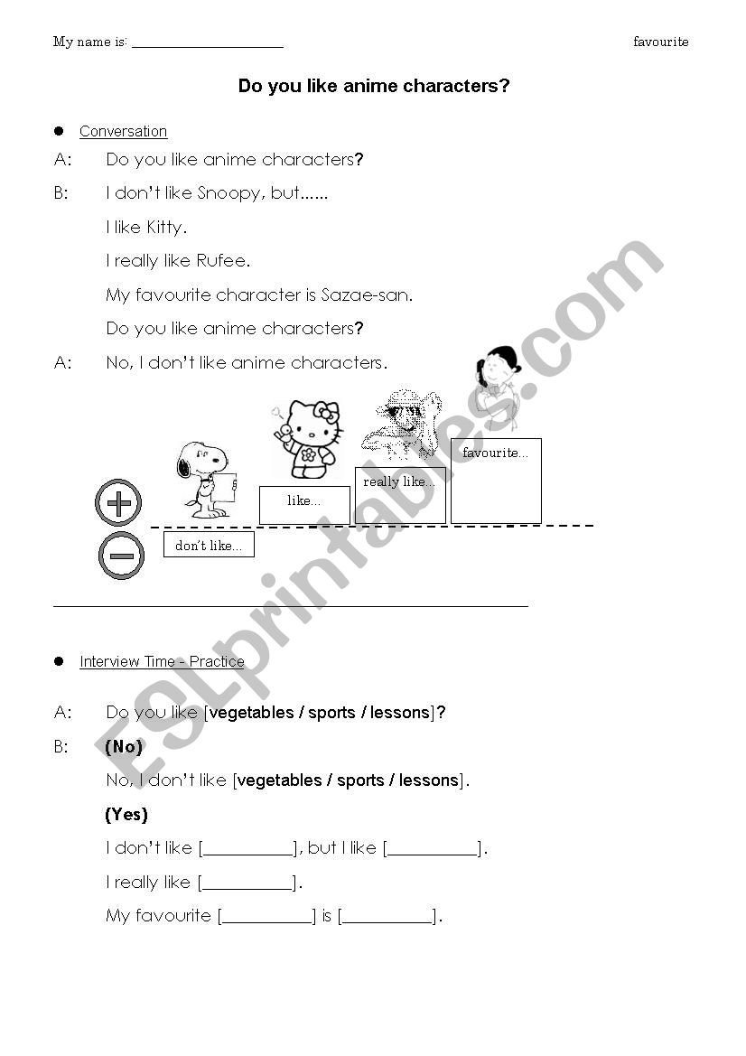 WhatÂ´s your favourite___? Expressing your likes and dislikes