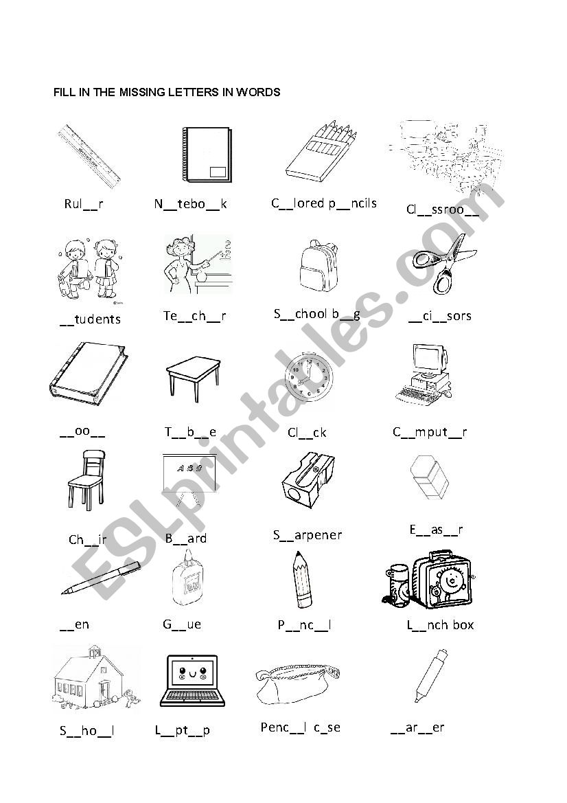 CLASSROOM OBJECTS  worksheet