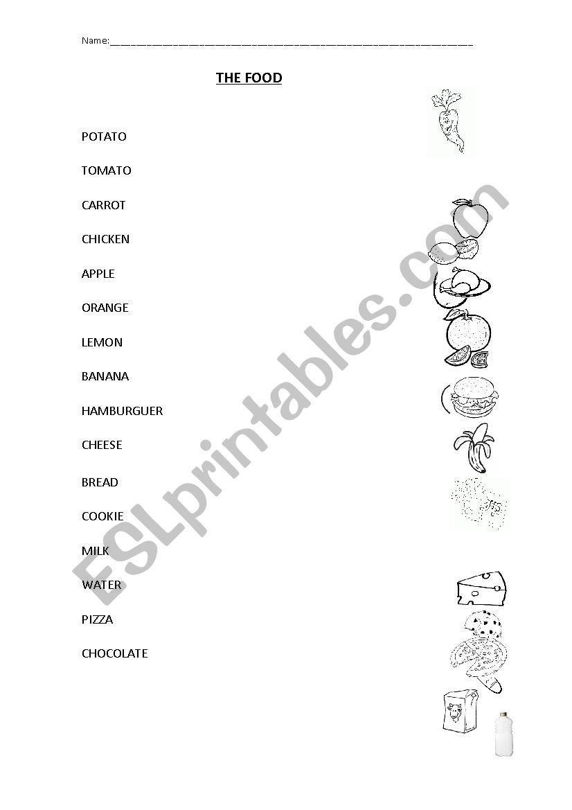 Food worksheet